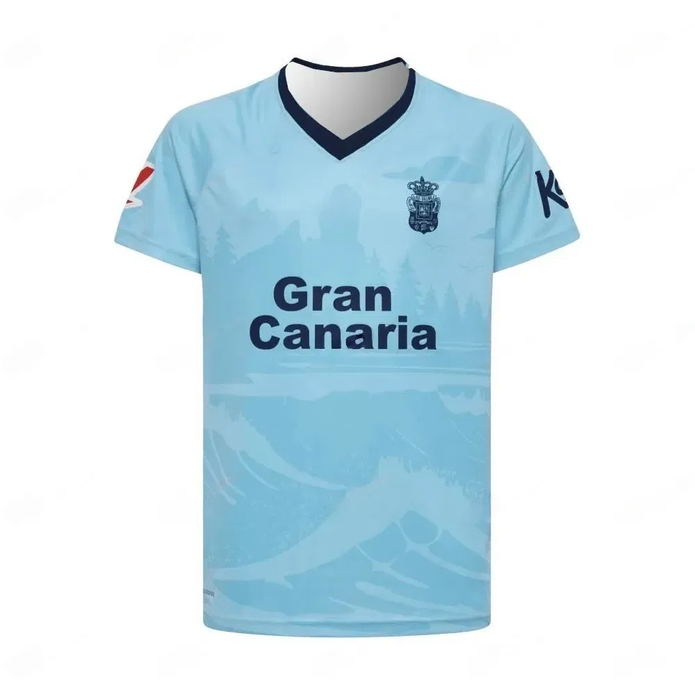 Color: Blue, Size: Mother 6XL - Spanish Season New Culture UD Las Palmas Casual 3D Printed T-shirt Football Uniform Adult Children Men's Summer General Top