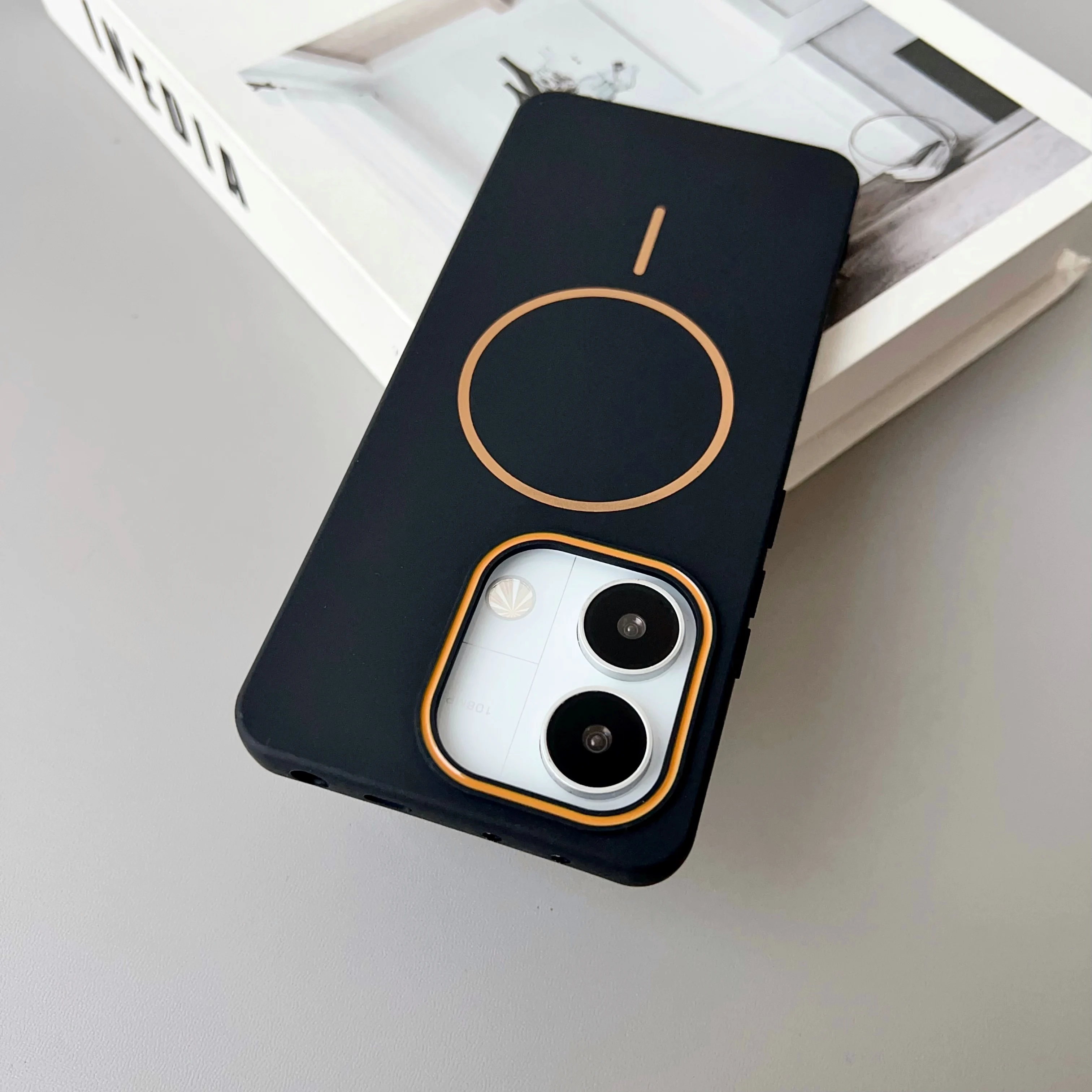 Color: Brown, Compatibility by Model: Redmi A4 - NEW  For Redmi Note 14 13 Pro A4 A5 4G 5G skin sensitive original thin circle magnetic solid color phone protective case