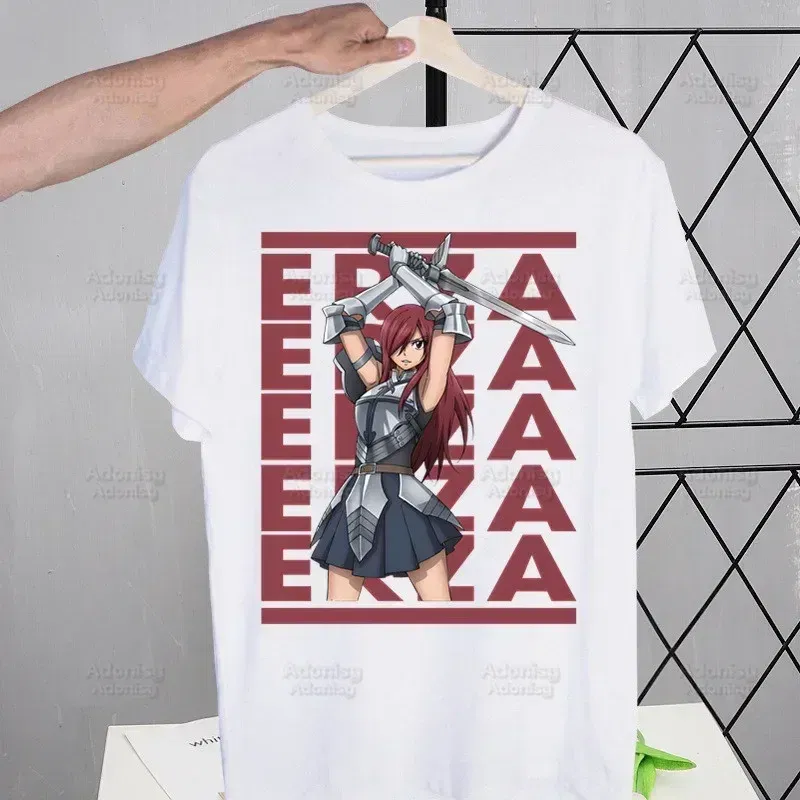 Color: Gold, Size: XL - Anime Fairy Tail Cartoon Natsu Erza Gray Lucy T-shirts Summer Men/Women Hip Hop Tshirt Streetwear t shirts Short Sleeve Tops