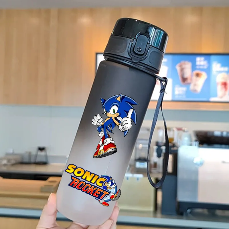 Color: GRAY - new Sonic the Hedgehog Frosted Progressive Color Water Child Cup Outdoor Large Capacity Sport Flip Cover Drinking Birthday gift