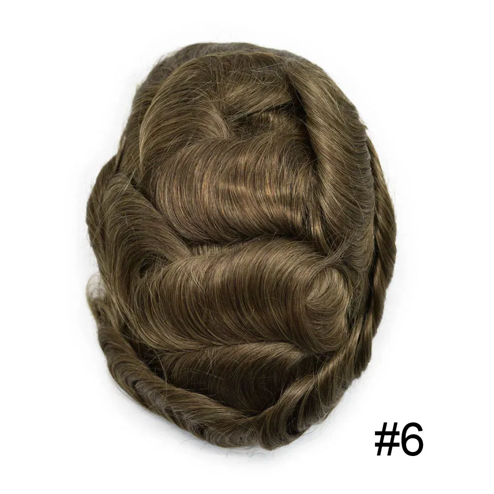 Men Toupee Hair Systems Ultra Thin Skin 0.06MM V-LOOP Capillary Prosthesis Invisible Hairline Real Human HairPieces Hair Units