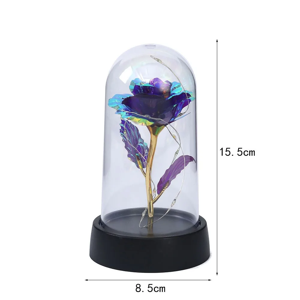 Color: Blue - 1pc Hot LED Enchanted Galaxy Rose Eternal Beauty Rose With Fairy Lights in Dome for Valentine's Day Wedding Party Mother's Day