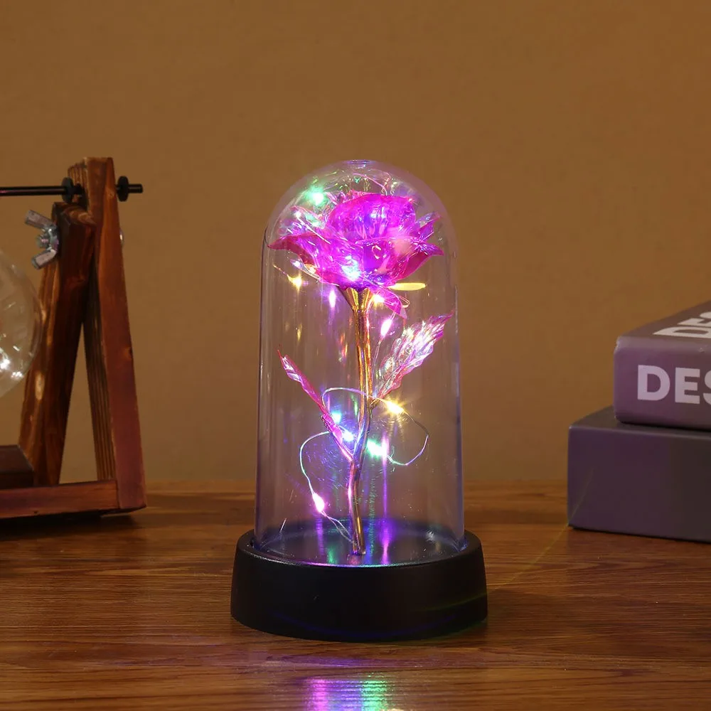 Color: Blue - 1pc Hot LED Enchanted Galaxy Rose Eternal Beauty Rose With Fairy Lights in Dome for Valentine's Day Wedding Party Mother's Day