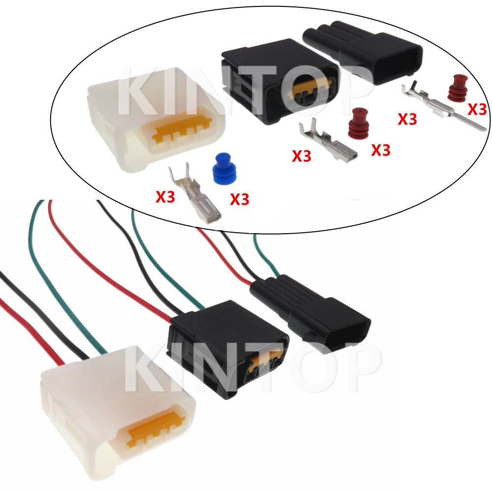 Color: Orange - 1 Set 3 Pins AC Assembly Auto Plastic Housing Connector with Wire Automotive Ignition Coil Socket For Subaru FW-C-D3F FW-C-D3F-B
