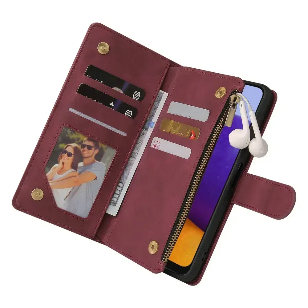 For Samsung A55 A54 A53 5G Flip Case Zipper Leather Book Etui Galaxy S25 S23 Ultra S24 A16 A35 A34 25 A 55 24 S 23 A15 A06 Cover