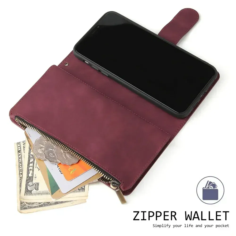 For Samsung A55 A54 A53 5G Flip Case Zipper Leather Book Etui Galaxy S25 S23 Ultra S24 A16 A35 A34 25 A 55 24 S 23 A15 A06 Cover