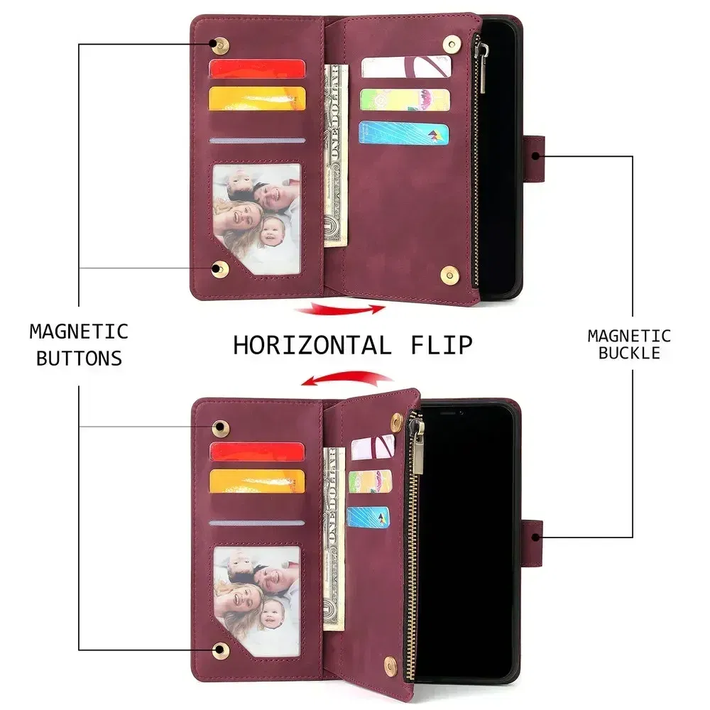 For Samsung A55 A54 A53 5G Flip Case Zipper Leather Book Etui Galaxy S25 S23 Ultra S24 A16 A35 A34 25 A 55 24 S 23 A15 A06 Cover