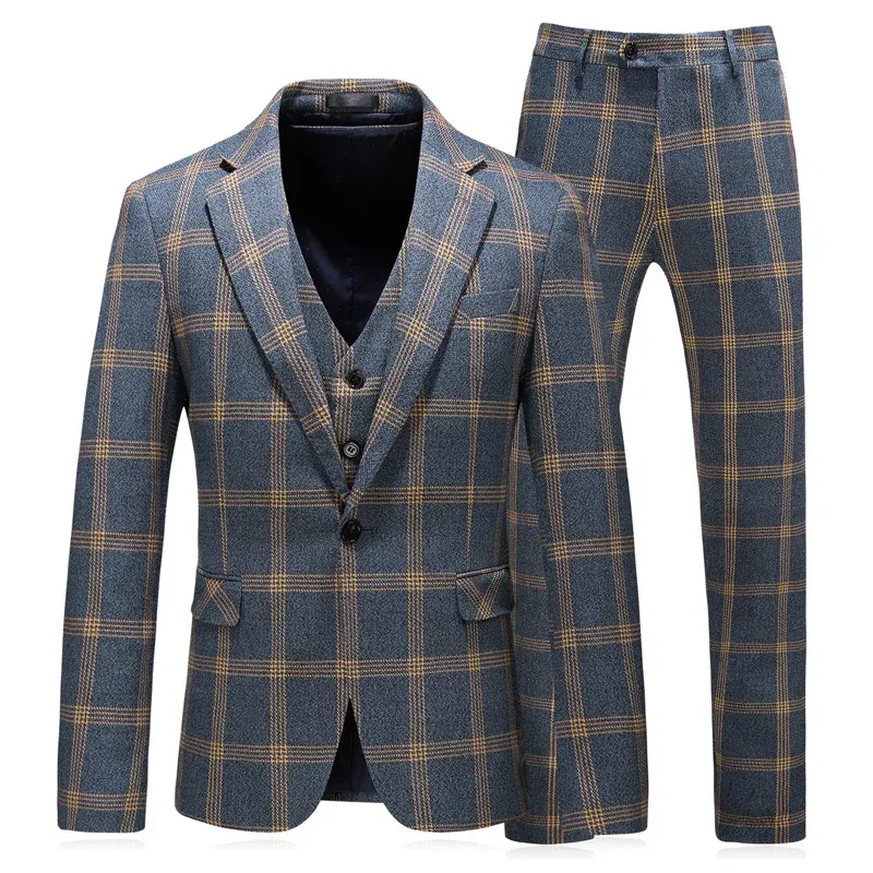 Color: Pink, Size: XXXL - High-End Three-Piece Men's Wedding Suit with Vest And Trousers Fashion Business Casual Groom's Dress All-In-One