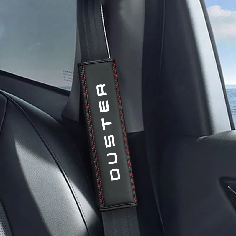 Color Name: Beige - 2Pcs Leather Seat Belt Shoulder Cover Protection Pads for Dacia Duster Lodgy Logan Samdero Automotive Interior Car Accessories