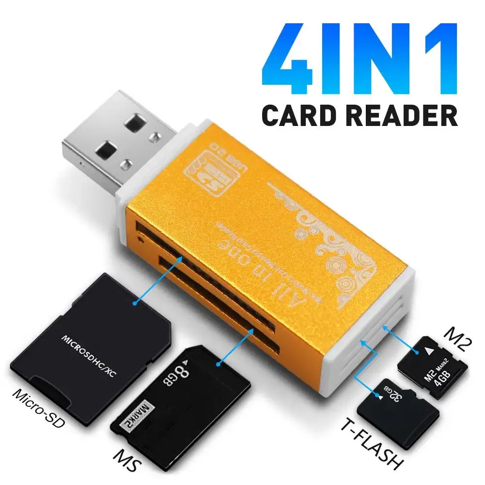 Color: black - Multifunctional USB 2.0 Micro-SD/TF/CT/MS/SDHC/MMC Memory Card Reader Adapter