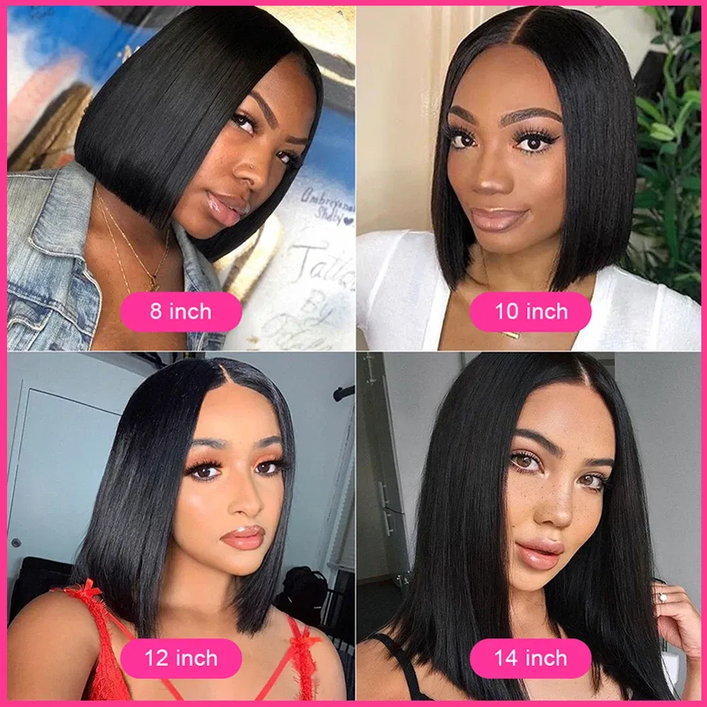 Hair Color: Natural Color, Ships From: france, Stretched Length: 10inches - 180% Short Bob Wig Lace Front Human Hair Wigs For Women Human Hair Bone Straight Human Hair Wig Transparent Lace Frontal Wig