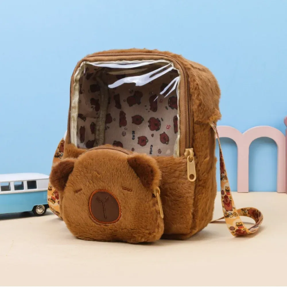 Color: Blue - Shoulder Bag Capybara Plush Backpack Animals Students School Bag Couple