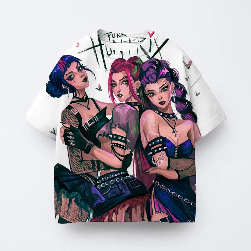 Color: black, Kid Size: 7 - Toddler Girl Clothes Kpop Demon Hunters Cartoon Tee Shirt Funny Gift for Fans Harajuku Cool Kids T-shirts Cotton Summer Tops
