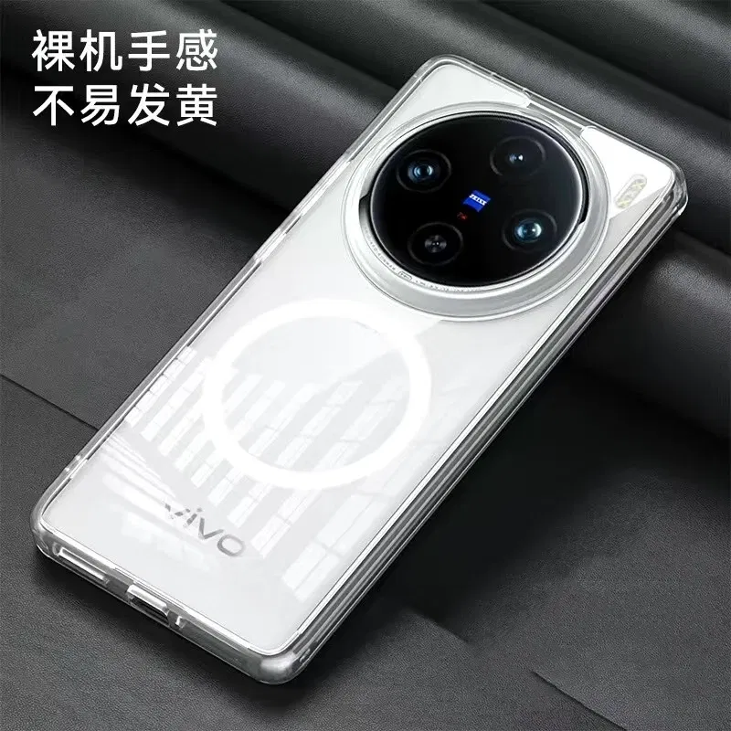 Color: black, Material: aluminum - Magnetic Case For Vivo X200 Pro Case MagSafe Transparent Phone Cover For Vivo X200Pro Mini 5G Protect Shell Shockproof Bumper