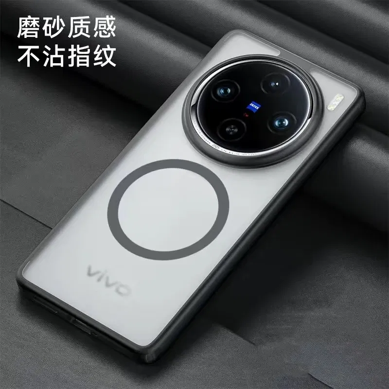 Color: black, Material: aluminum - Magnetic Case For Vivo X200 Pro Case MagSafe Transparent Phone Cover For Vivo X200Pro Mini 5G Protect Shell Shockproof Bumper
