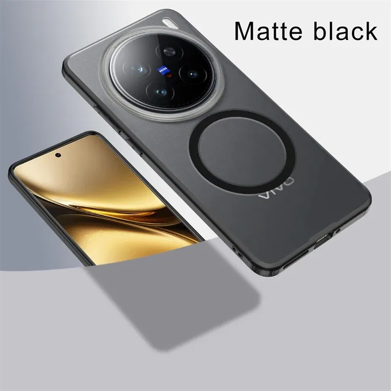 Color: black, Material: aluminum - Magnetic Case For Vivo X200 Pro Case MagSafe Transparent Phone Cover For Vivo X200Pro Mini 5G Protect Shell Shockproof Bumper