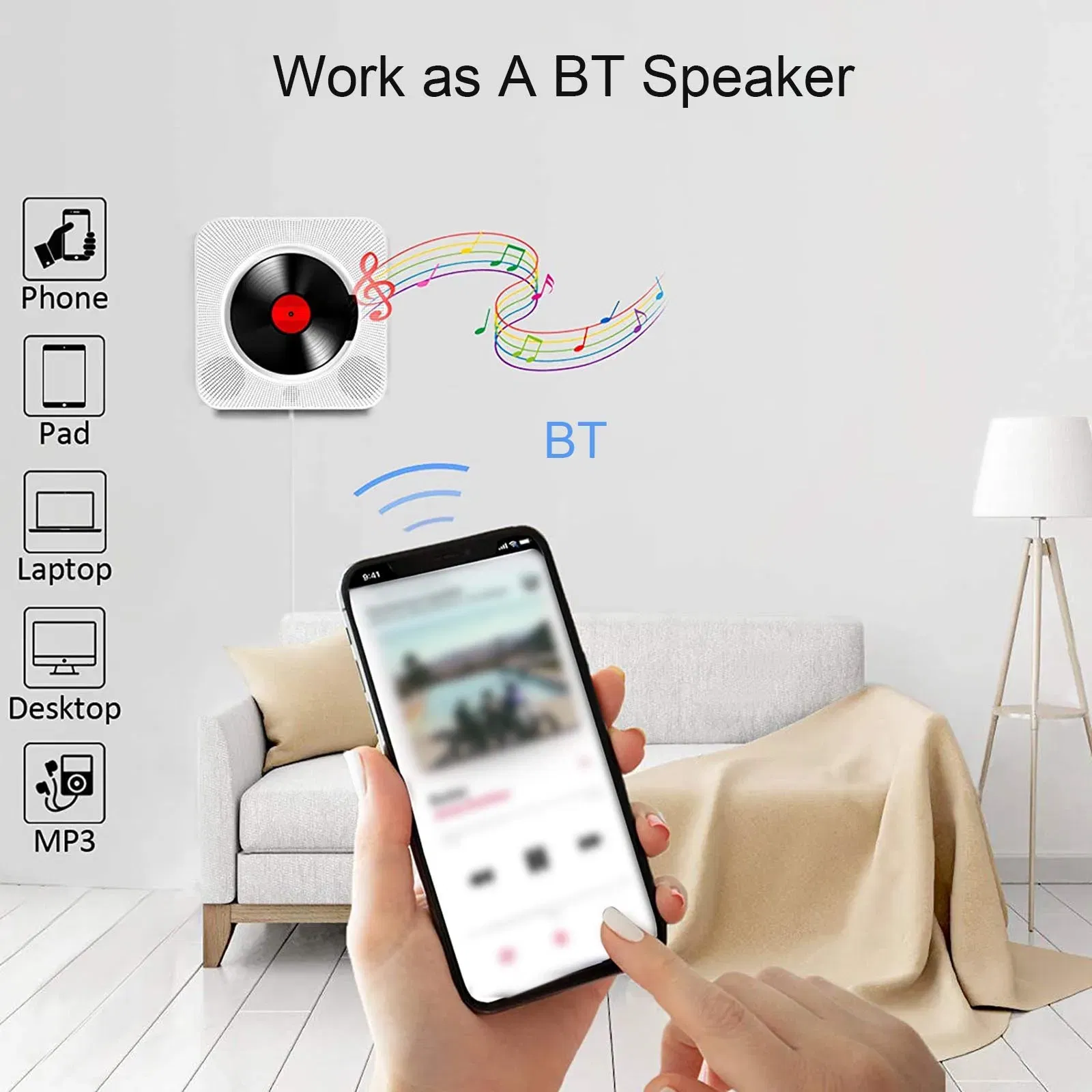 Color: silver, Ships From: CHINA - New! Portable CD Player Bluetooth Speaker Stereo CD Players LED Screen Wall Mountable CD Music Player with IR Remote Control FM