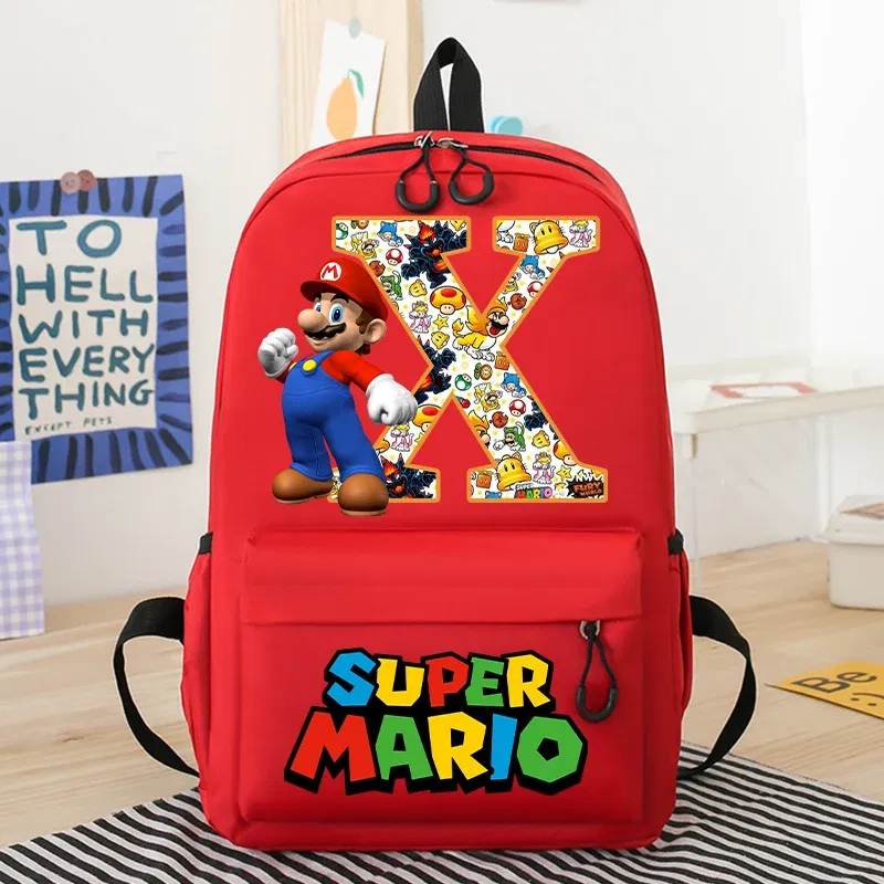 Color: light green, Size: 12cm - New Super Mario Bro School Bag Cartoon Letter Printed Children Backpack Boys Girls School Backpacks Children's Birthday Gifts