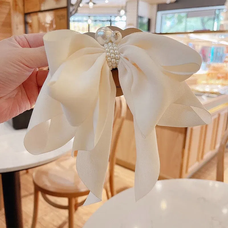 Color: black - Women Girls Wild Big Large Hair Band Trendy Hairpin Casual Hair Clip Cute Ribbon Bow Ladies accessories Big Bow Barrette