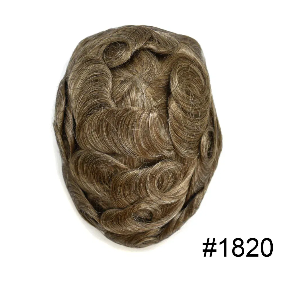 Men Toupee Hair Systems Ultra Thin Skin 0.06MM V-LOOP Capillary Prosthesis Invisible Hairline Real Human HairPieces Hair Units