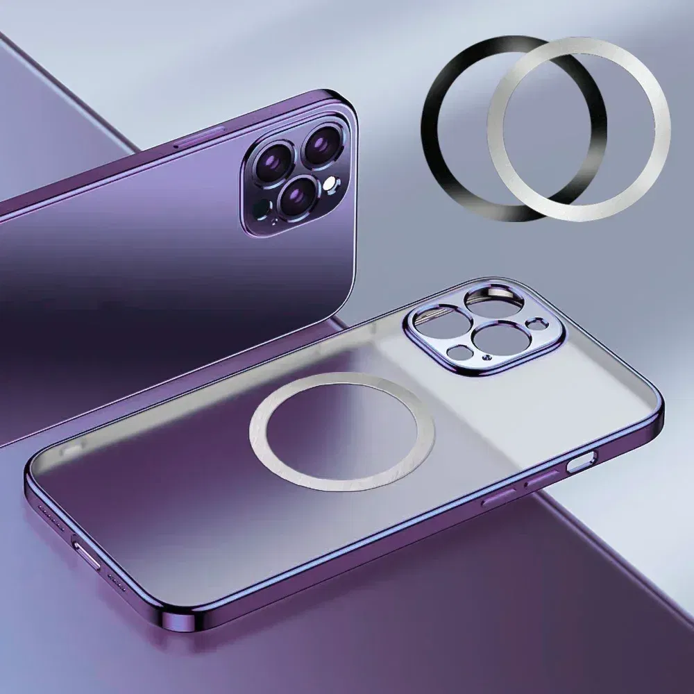 Color: Silver - 2024 Stainless Steel Universal Magnetic Metal Plate Ring For Magsafe Wireless Charger Iron Sheet Sticker Magnet Car Phone Holder