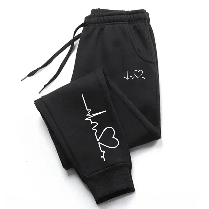 Color: army green, Size: XXXL - Hot Sales Womens Sweatpants Daily Casual Pants High Quality Fitness Tracksuit Trousers Heart Print Street Sport Jogging Pants