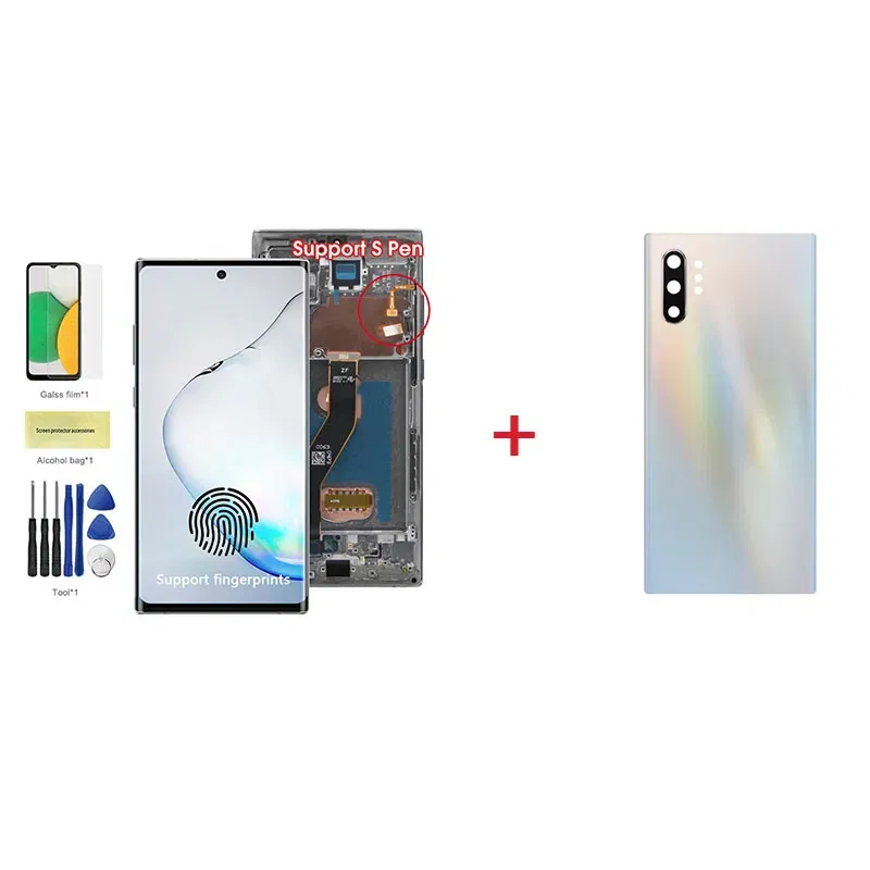 Color: black, Ships From: CHINA - Top AMOLED Note 10 Plus Screen for Samsung Galaxy Note10+ N975F Lcd Display Touch Screen Support S Pen Fingerprints with Frame