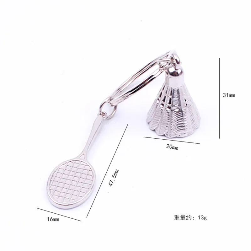 Color: Yellow - Fashion Mini Creative Metal Badminton Racket Keychain Diy Sporting Goods Handmade Accessories