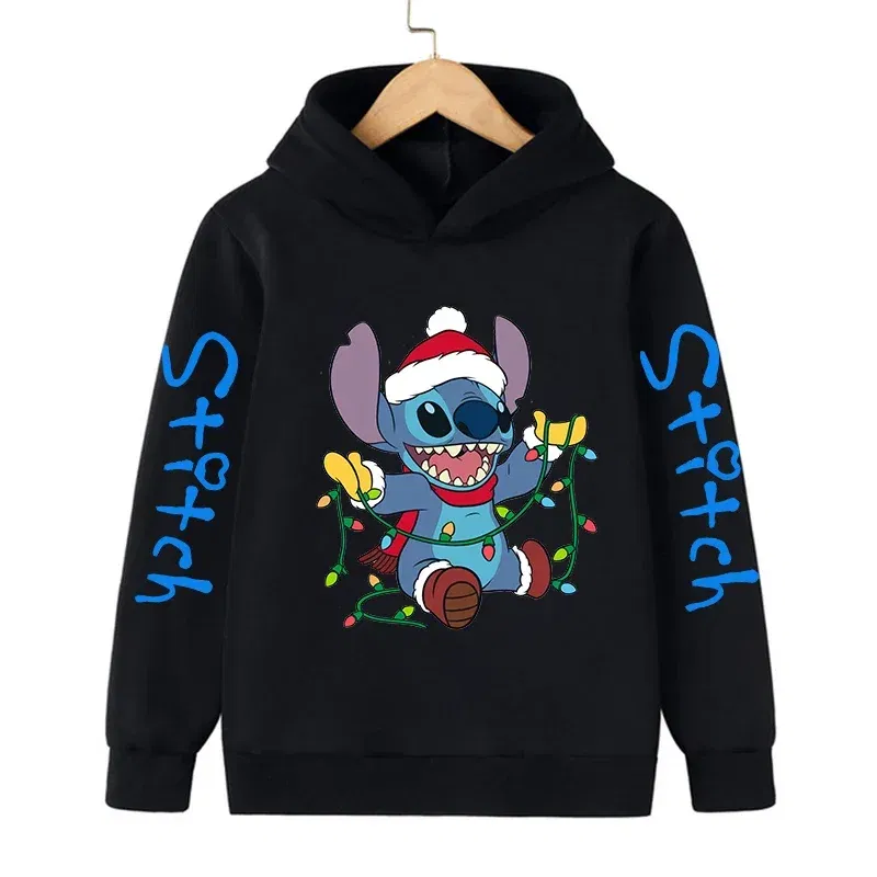 Color: Gold, Size: 12" - New in Cool Stitch Hoodie Children Cartoon Clothes Kid Girl Boy Lilo and Stitch Sweatshirt Manga Hoody Baby Casual Top