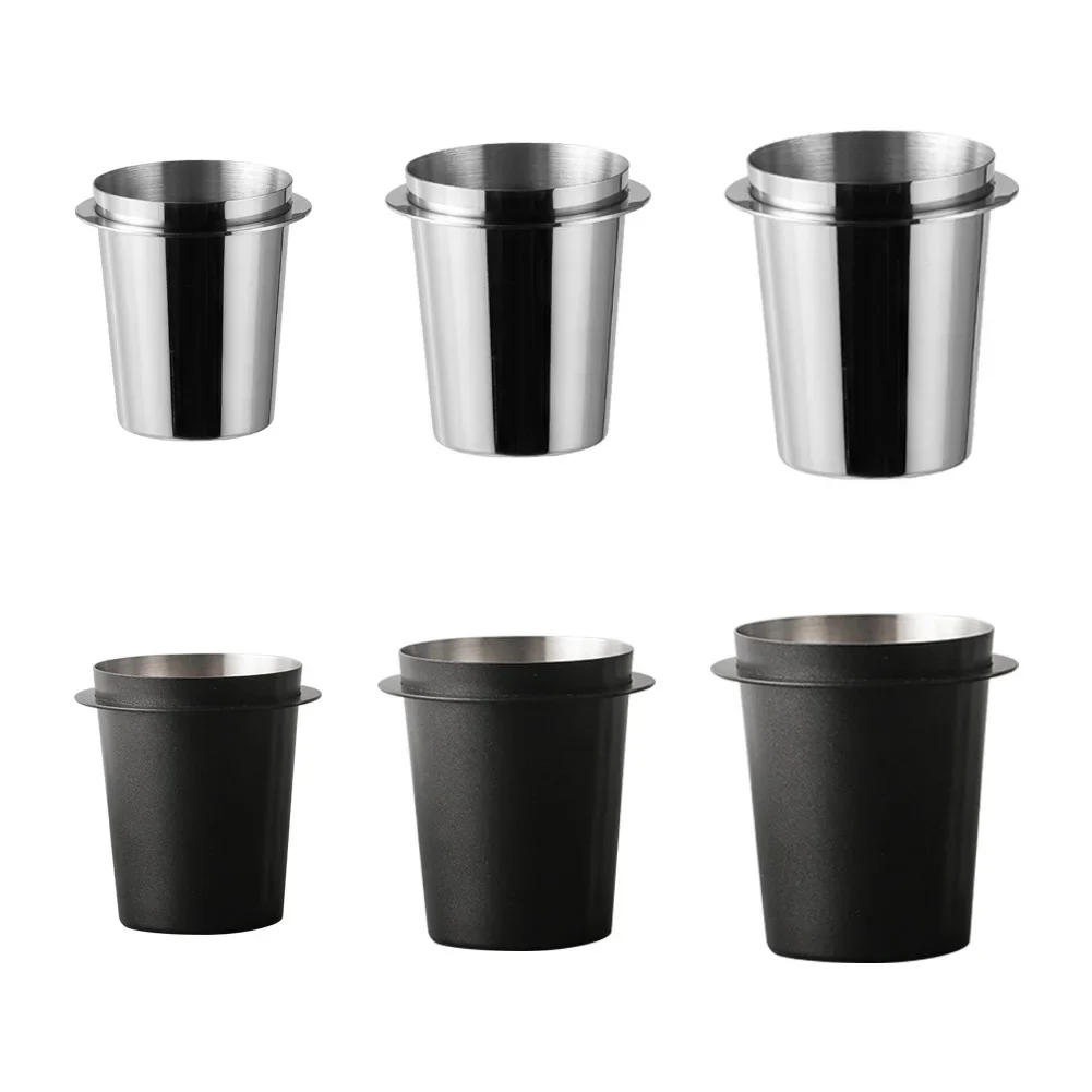 Color: green - Coffee Dosing Cup 51/54/58mm Coffee Bean Measuring Cups Stainless Steel Replacement Cafe Barista Tool for Espresso Machine