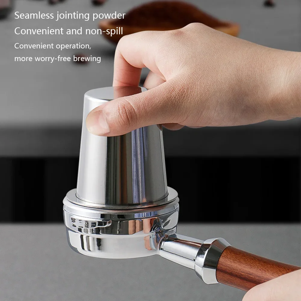 Color: green - Coffee Dosing Cup 51/54/58mm Coffee Bean Measuring Cups Stainless Steel Replacement Cafe Barista Tool for Espresso Machine