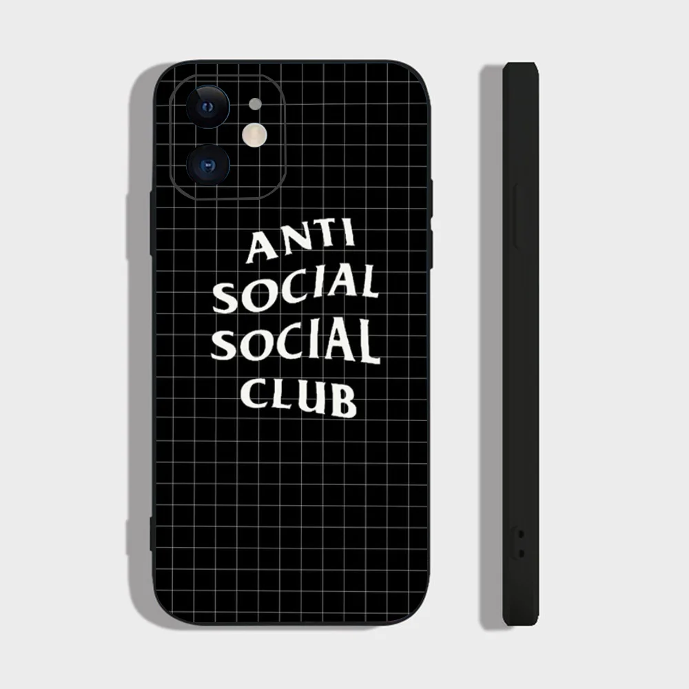 Color: Brown, Material: Cotton Fabric - Anti Social Social Club Phone Case For IPhone 16 15 14 13 Pro Max 11 12 Mini X Xs XR Se 2022 Black Silicone Cover
