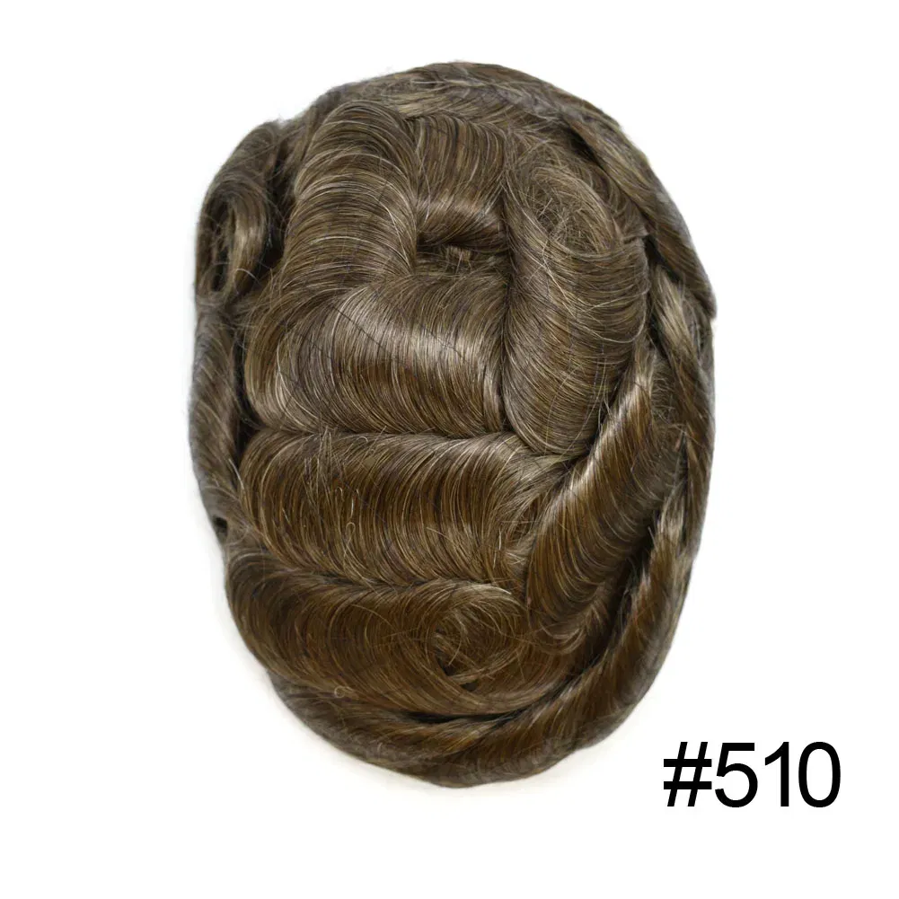 Men Toupee Hair Systems Ultra Thin Skin 0.06MM V-LOOP Capillary Prosthesis Invisible Hairline Real Human HairPieces Hair Units