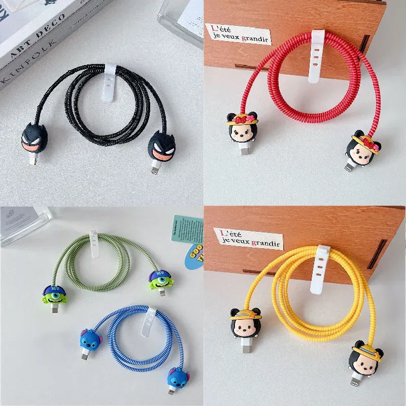 Color: Gold - 4pcs/set New Cute Cartoon Bite Data Cable Protection Case for Apple Huawei Charging Cable Universal Fall Protection Case