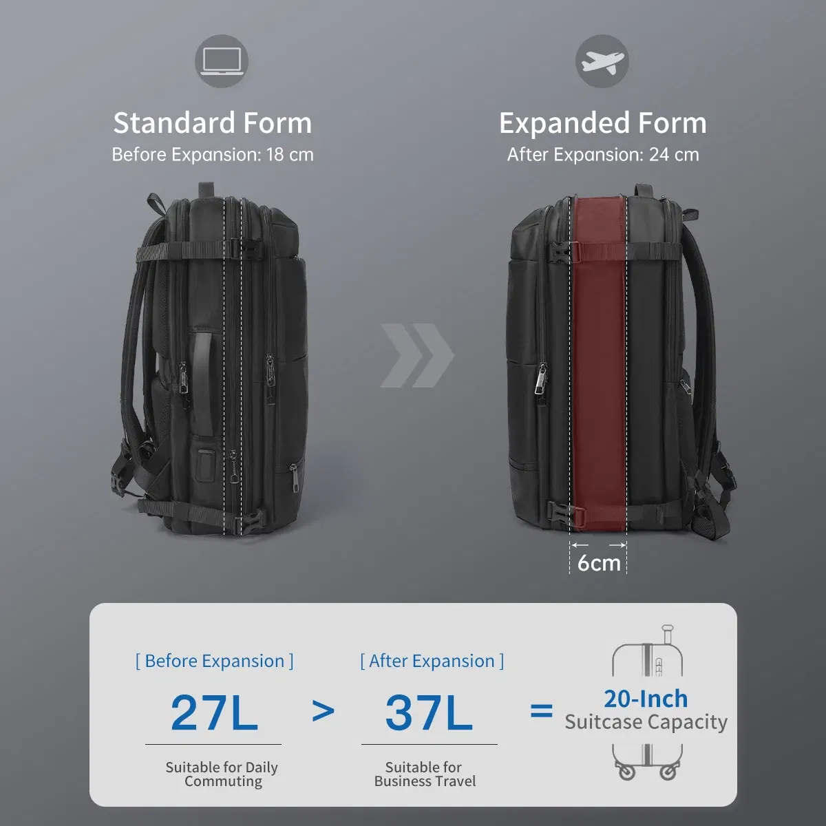 Color: black, Ships From: CHINA - Lifetime Warranty Travel Backpack Men Business Backpack Schoolbag Expandable USB Bag Large Capacity 17 Laptop Bag Waterproof Bag