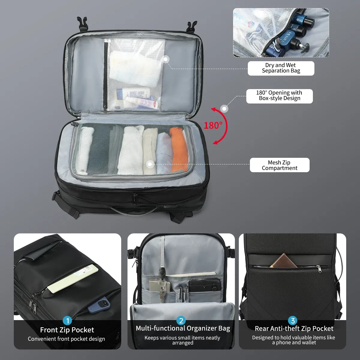 Color: black, Ships From: CHINA - Lifetime Warranty Travel Backpack Men Business Backpack Schoolbag Expandable USB Bag Large Capacity 17 Laptop Bag Waterproof Bag
