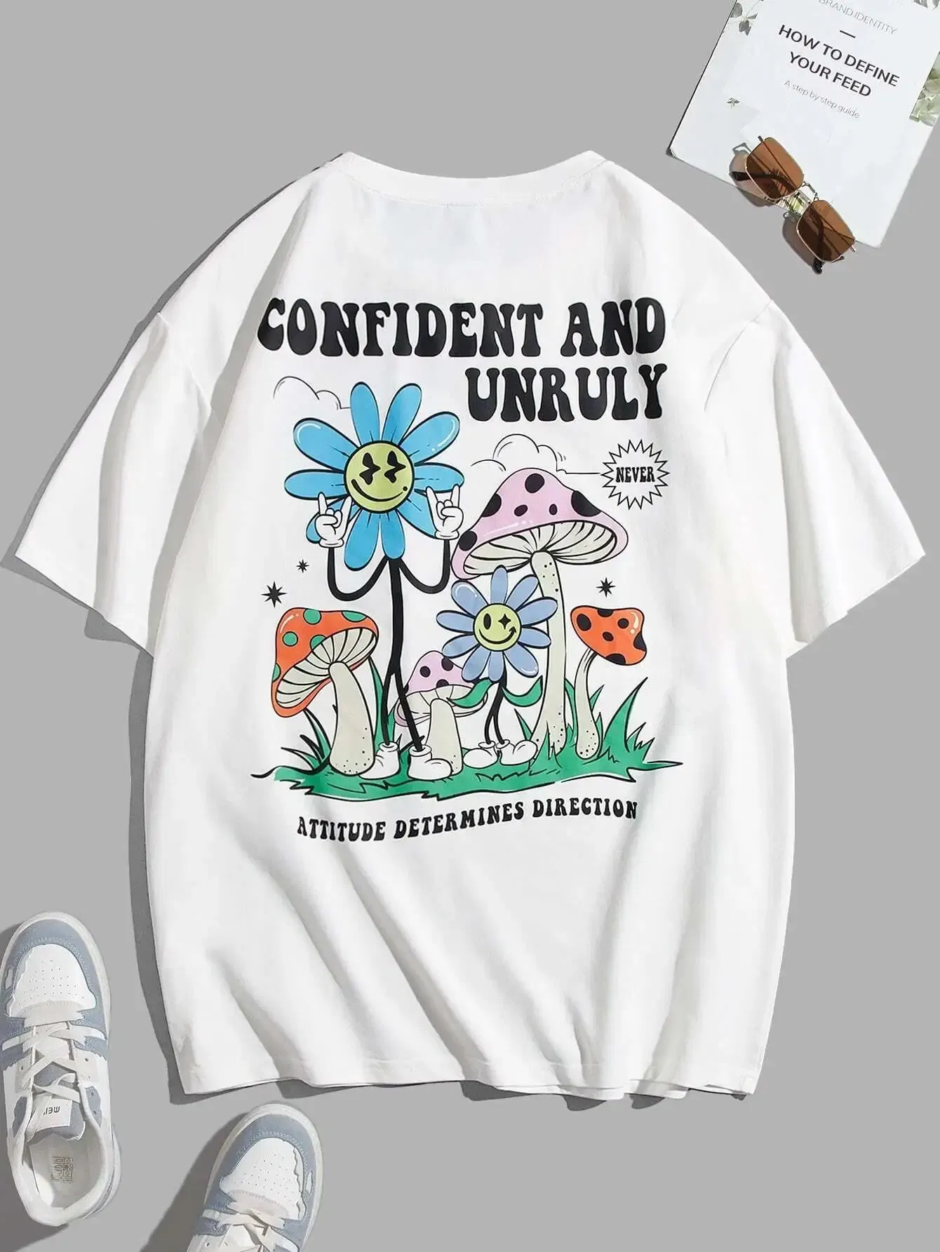 Color: Black, Size: S - Confident And Unruly Attitude Determines Direction Men T Shirt Cotton Shirt Street Loose T-Shirts Summer Breathable Short Sleeve