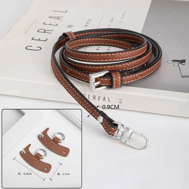 Color: SKY BLUE - 1 Set Bag Strap For Longchamp Mini Punch-free Genuine Leather Shoulder Strap Set Transformation Crossbody Strap Bag Accessories