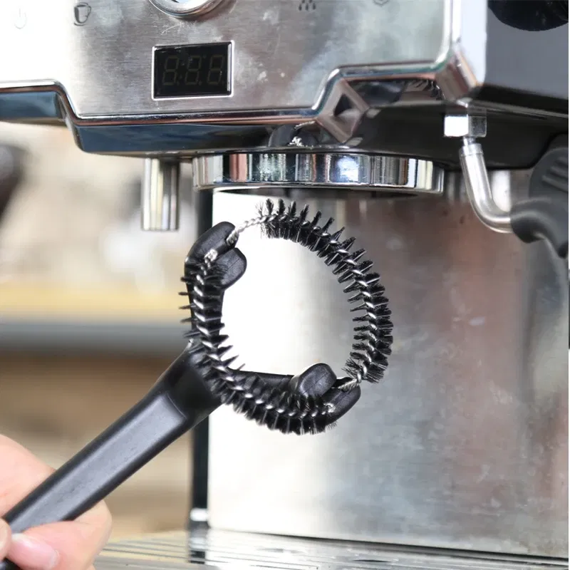 Color: black - 51/58mm Coffee Machine Brush Cleaner Removable Coffee Maker Espresso Group Head Semi-automatic Kitchen Cleaning Tool