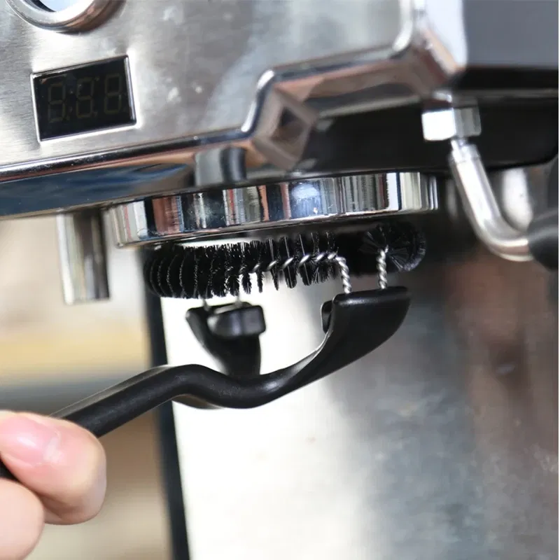Color: black - 51/58mm Coffee Machine Brush Cleaner Removable Coffee Maker Espresso Group Head Semi-automatic Kitchen Cleaning Tool