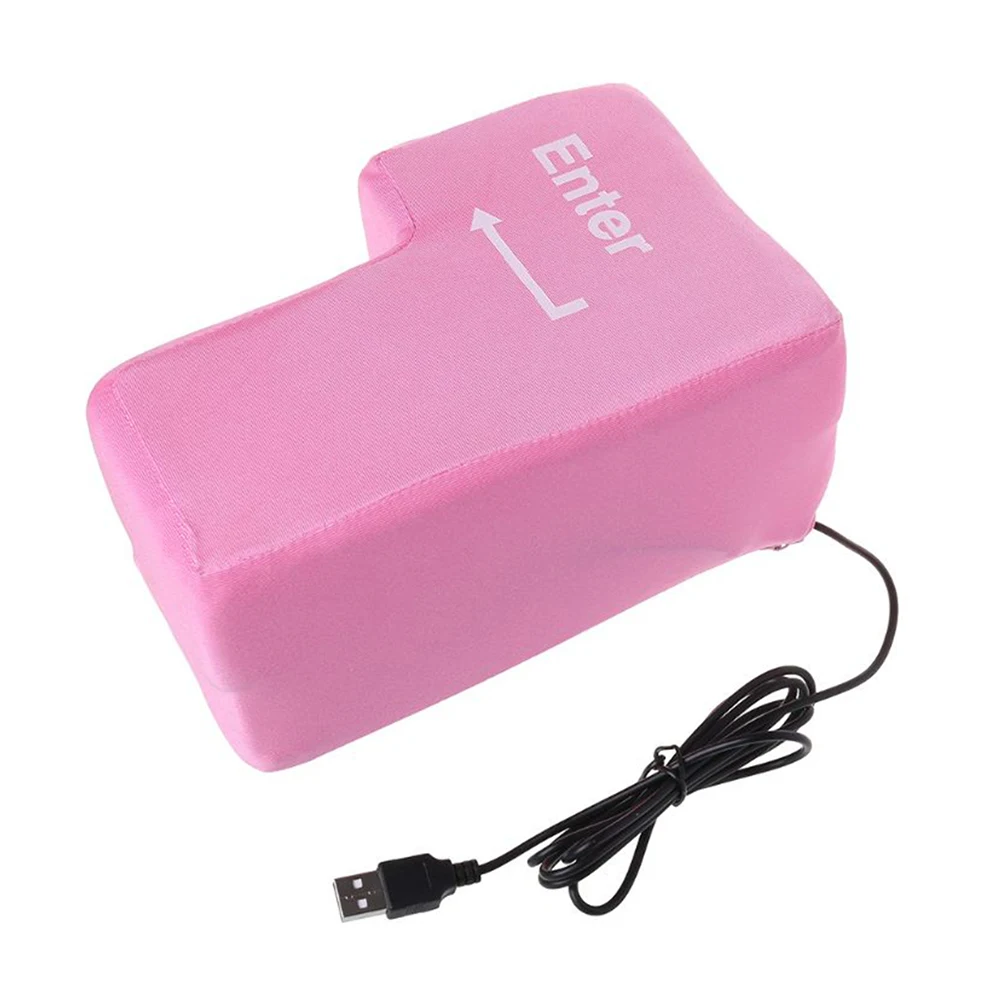 Color: Pink - Decompression Computer Big Enter Key USB Keyboard Vent Button Pillow Accessories