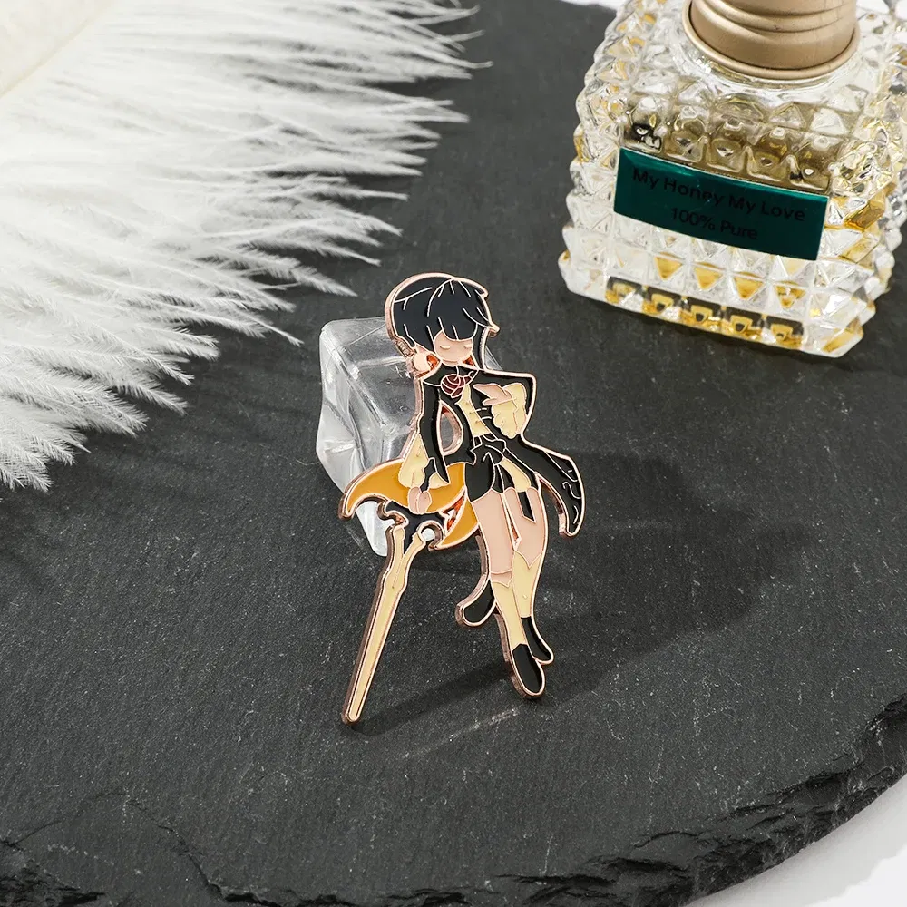 Metal color: Imitation Rhodium Plated, Ships From: CHINA - Game Genshin Impact Enamel Brooch Cosplay Figure Kaeya Alberich Jewelry Badge Props Lapel Pins for Jacket Pins Jewelry
