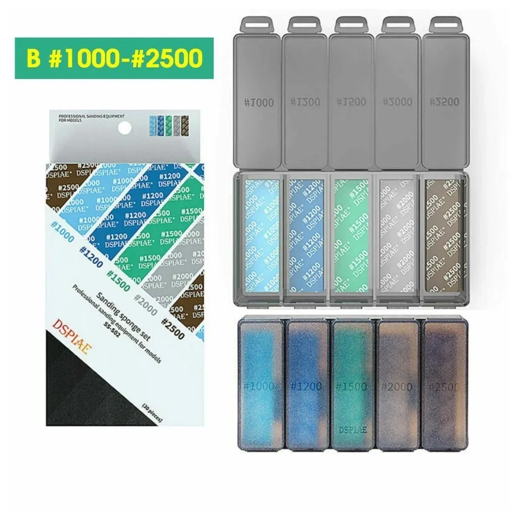 Color: Yellow - DSPIAE SS-S01 SS-S02 Model Sponge Sandpaper Combo Set for Gundam  Model Making Tool Grinding Polishing Sanding Paper DIY Craft
