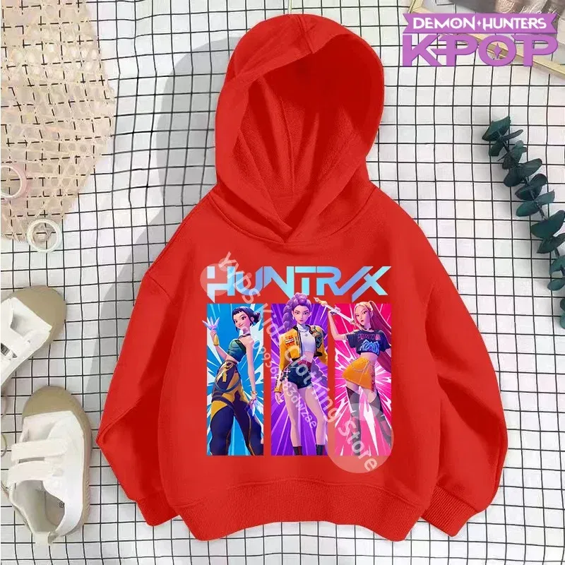 Color: Brown, Kid Size: 4T - 2025 KPop Demon Hunters Hoodie Fashion Rumi Sweatshirt Pullover Cute Long Sleeve Autumn Boys Girls Cartoon Y2K Hoody Sportswear