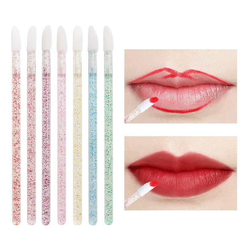 Handle Color: Gold - 100/300PCS Disposable Lip Brush Makeup Brushes Lipstick Applicator Wands Wholesale Eyelashes Extension Tool Beauty Accessories