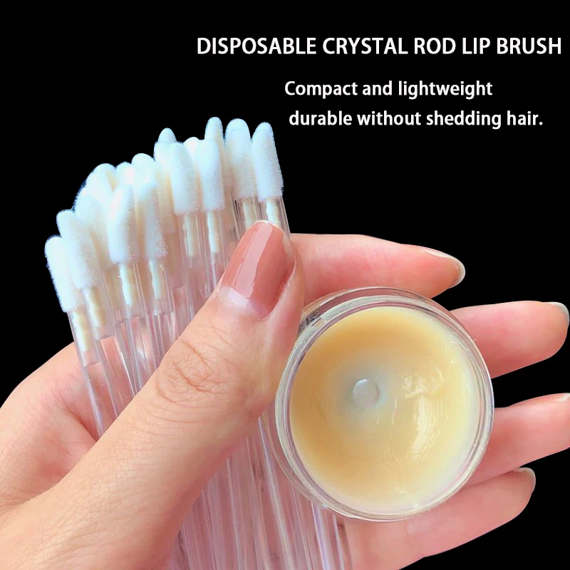 Handle Color: Gold - 100/300PCS Disposable Lip Brush Makeup Brushes Lipstick Applicator Wands Wholesale Eyelashes Extension Tool Beauty Accessories