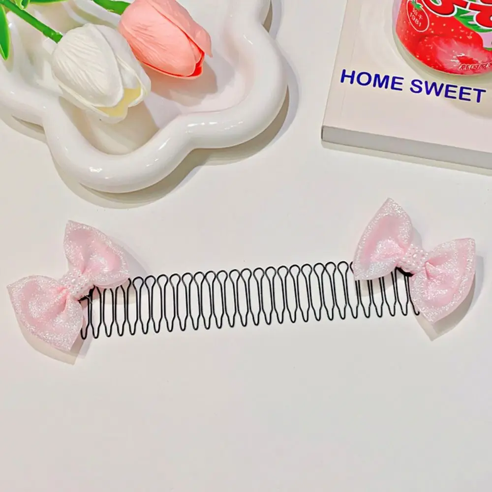 Color: Gold - Invisible Broken Hairpin Women Bow Heart Hair Clip Kids Tiara Tools Curve Needle Bangs Fixed Insert Comb Styling Accessories