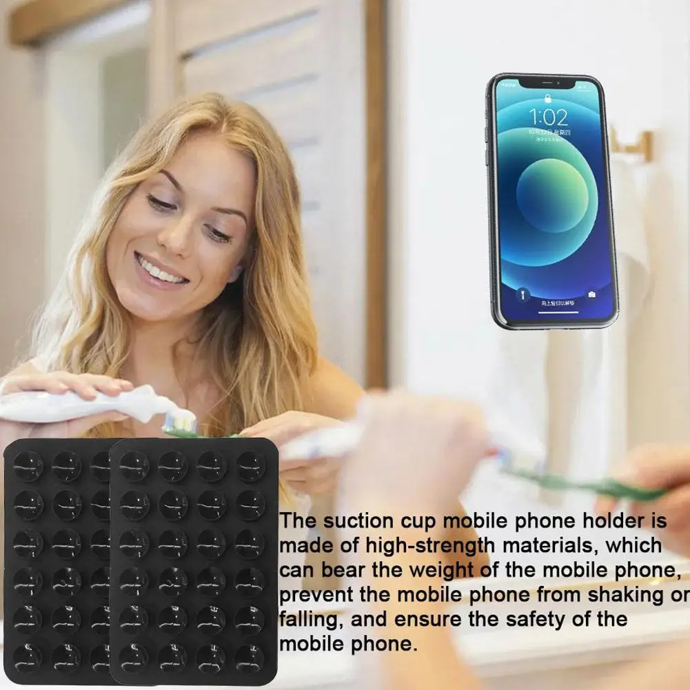 Color: black, Ships From: CHINA - Multifunctional Mobile Phone Silicone Suction Cup 24 Square Mobile Phone Single-Sided Case Anti-Slip Holder Mount Suction