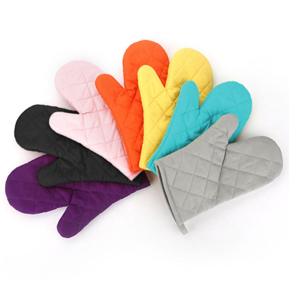 Color: Yellow - Cotton Oven Mitt High Quality Heat Proof Resistant Protector Kitchen Cooking Pot Holder Glove Kitchen Bakeware