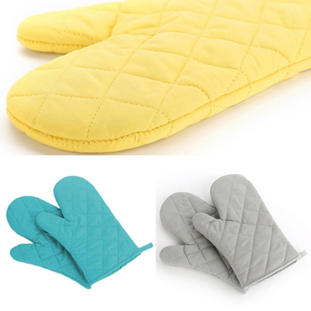 Color: Yellow - Cotton Oven Mitt High Quality Heat Proof Resistant Protector Kitchen Cooking Pot Holder Glove Kitchen Bakeware